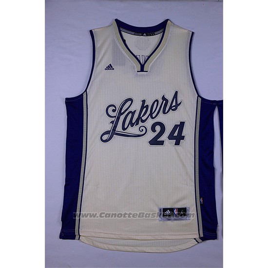 Maglia Natale 2015 Los Angeles Lakers Kobe Bryant #24 Bianco